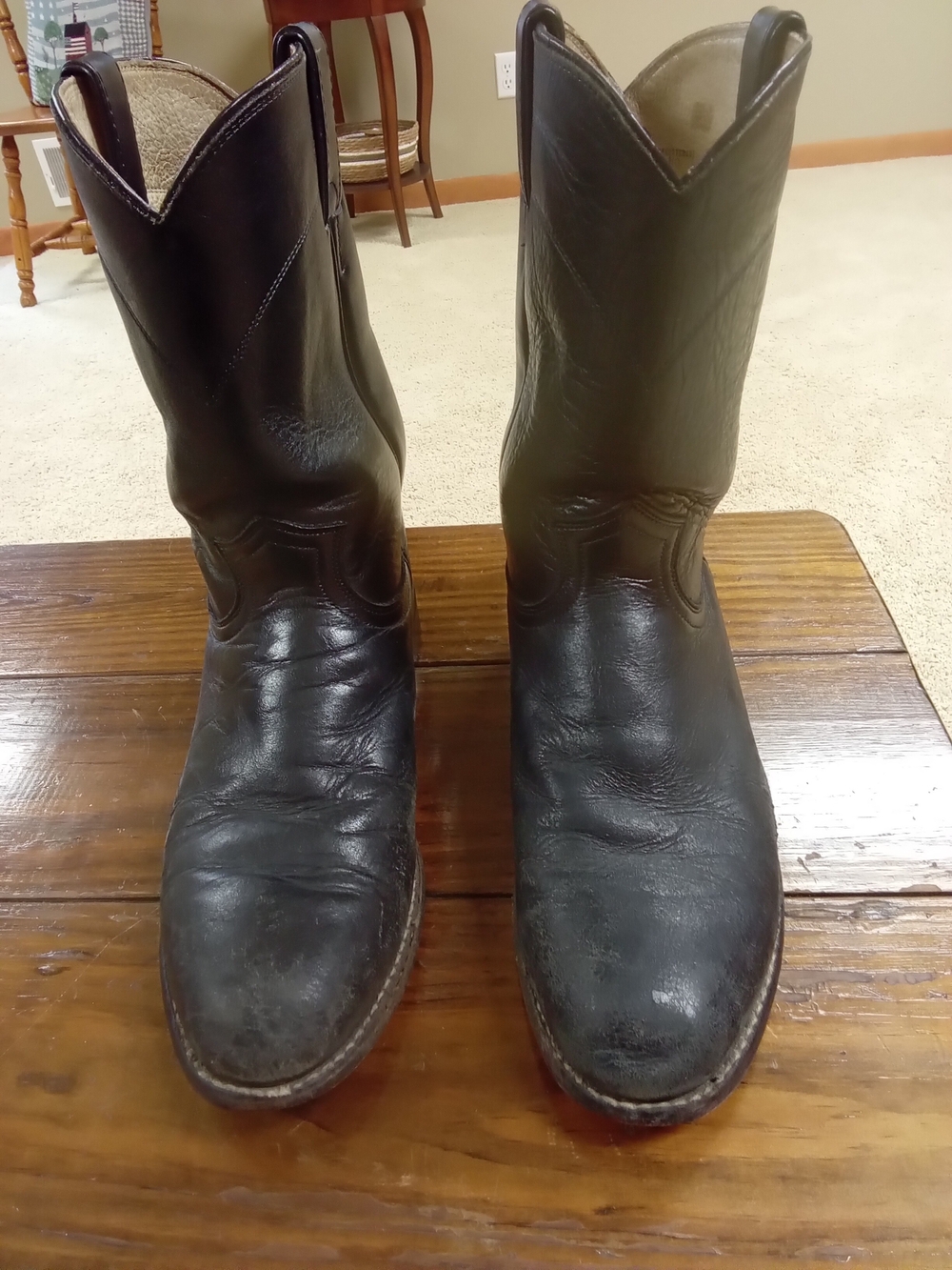 Justin Boots Black Men's Leather Cowboy Boots